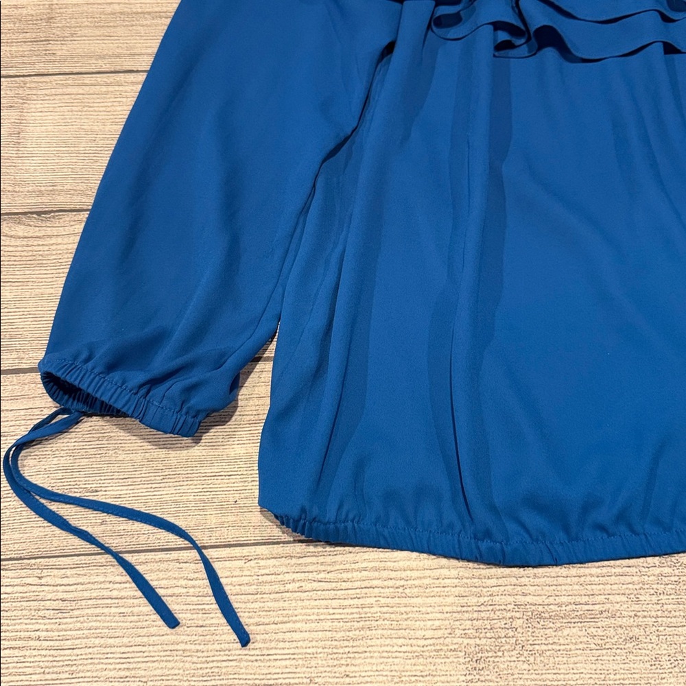 Women’s Michael by Michael Off the Shoulder Ruffled Top size L royal blue - Picture 4 of 11